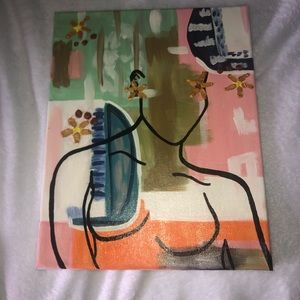 Hand painted abstract women’s outline with flowers